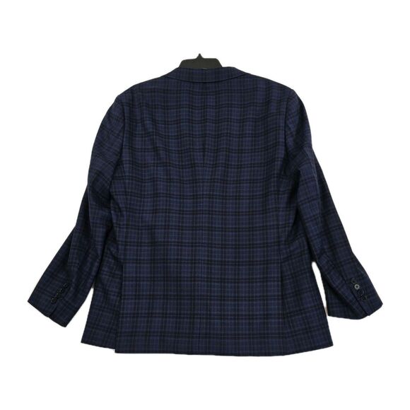 Enzo Tovare Blazer Mens 46R Blue Plaid Wool Sartorial AMF 2 Button Notch Lapel - Picture 4 of 16